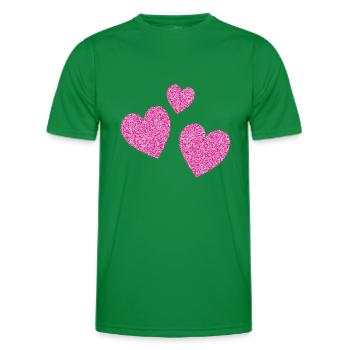 3 cœurs roses scintillants coeur - T-shirt sport Homme - vert - Devant - AI Model Male 178 dark (178cm)