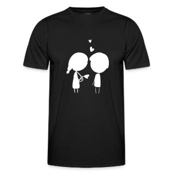 dear couple cartoon dear Valentine's Day - Men's Functional T-Shirt - black - Front - AI Model Male 178 dark (178cm)