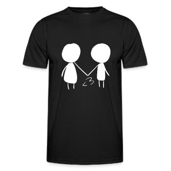 Pärchen Liebespaar cartoon liebe - Männer Funktions-T-Shirt - Schwarz - Vorne - AI Model Male 178 dark (178cm)