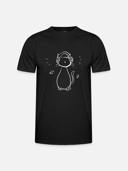 casque chat animal de compagnie symbole de musique - T-shirt sport Homme - noir