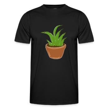 cartoon plant nature symbol grass - Men's Functional T-Shirt - black - Front - AI Model Male 178 dark (178cm)