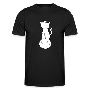 earth world planet cat animal climate protection - Men's Functional T-Shirt - black - Front - AI Model Male 178 dark (178cm)
