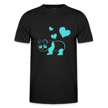 Panda blau Herzen Tierliebe Tier - Männer Funktions-T-Shirt - Schwarz - Vorne - AI Model Male 178 dark (178cm)