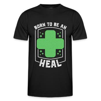 Born to be Heal MMORPG RPG Heal - Men's Functional T-Shirt - black - Front - AI Model Male 178 dark (178cm)