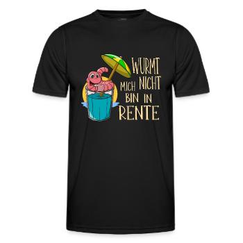 Rente Pension Ruhestand lustiger Wurm am Strand - Männer Funktions-T-Shirt - Schwarz - Vorne - AI Model Male 178 dark (178cm)