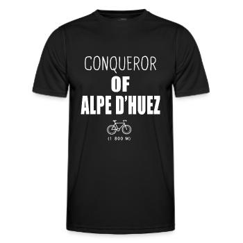 Conqueror of Alpes d' Huez cycling Alpes - Men's Functional T-Shirt - black - Front - AI Model Male 178 dark (178cm)