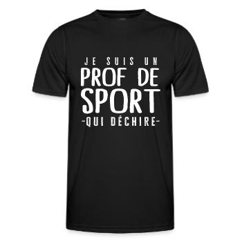 Prof de sport cadeau drôle professeur de sport - T-shirt sport Homme - noir - Devant - AI Model Male 178 dark (178cm)