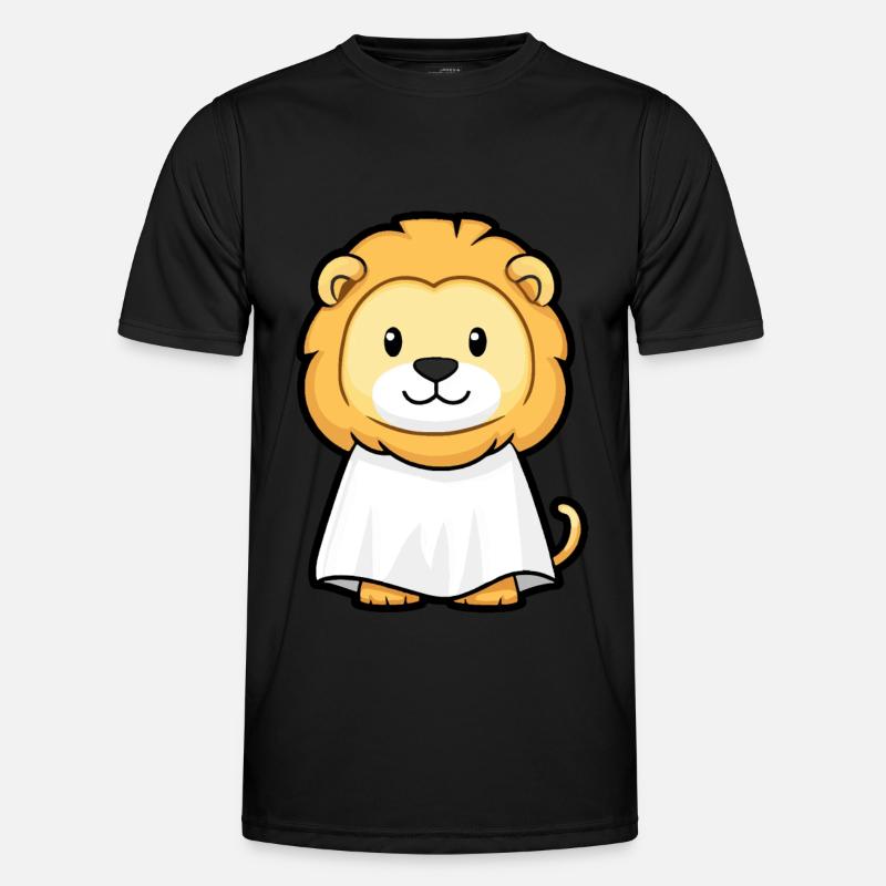 Löwe Halloween Comic Geist - Männer Funktions-T-Shirt - Schwarz