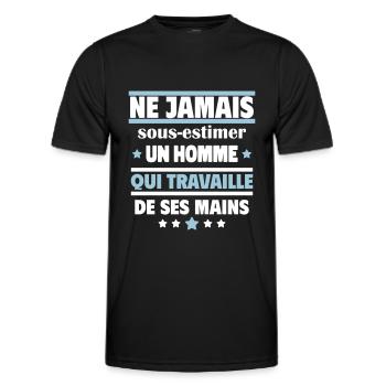 un homme qui travaille de ses mains - T-shirt sport Homme - noir - Devant - AI Model Male 178 dark (178cm)