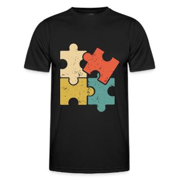 Puzzle Vintage Puzzles Rätsel - Men's Functional T-Shirt - black - Front - AI Model Male 178 dark (178cm)
