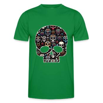 Motif de crâne décoratif coloré - T-shirt sport Homme - vert - Devant - AI Model Male 178 dark (178cm)