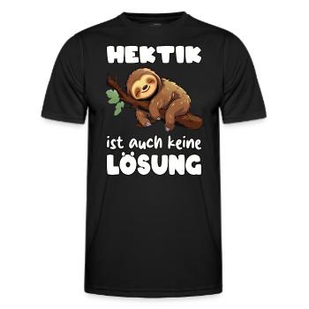 Hektik ist auch keine Lösung Schlafendes Faultier - Männer Funktions-T-Shirt - Schwarz - Vorne - AI Model Male 178 dark (178cm)