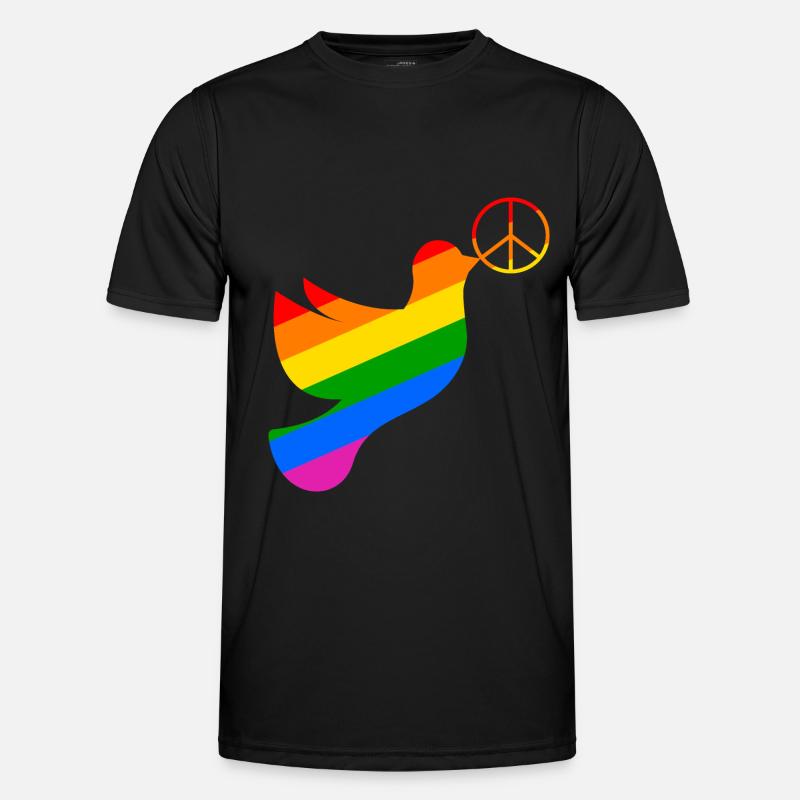 Friedenstaube in regenbogenfarben mit Peacezeichen Männer Funktions-T-Shirt