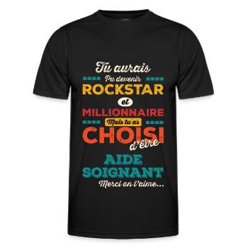 Aide Soignant - T-shirt sport Homme - noir - Devant - AI Model Male 178 dark (178cm)