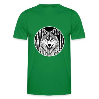 Wolf black and white - Men's Functional T-Shirt - kelly green - Front - AI Model Male 178 dark (178cm)