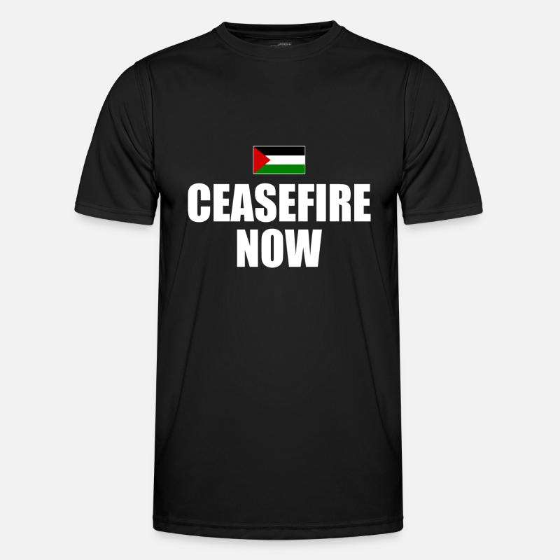 ceasefire now - Männer Funktions-T-Shirt - Schwarz