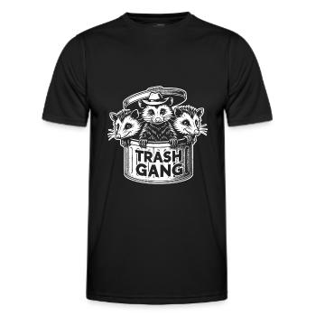 Trash gang three possums look out of the garbage can - Men's Functional T-Shirt - black - Front - AI Model Male 178 dark (178cm)