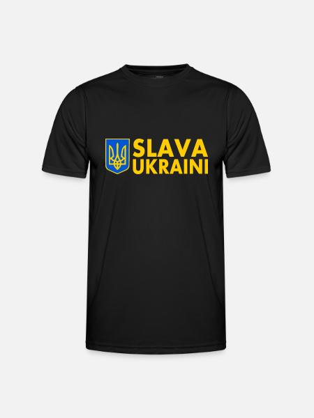 Slava ukraini - Männer Funktions-T-Shirt - Schwarz