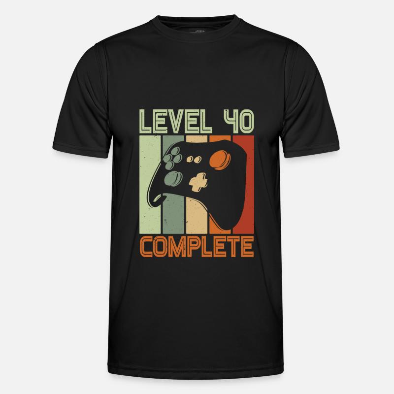40. Geburtstag Level 40 Complete 40 Jahre Geschenk - Männer Funktions-T-Shirt - Schwarz