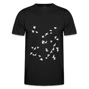 Bird flock flies - Men's Functional T-Shirt - black - Front - AI Model Male 178 dark (178cm)
