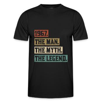 Né en 1967 Homme Mythe Légende Anniversaire - T-shirt sport Homme - noir - Devant - AI Model Male 178 dark (178cm)