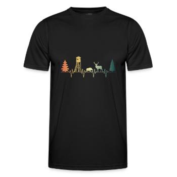 Jäger Hochsitz Herzschlag Puls - Männer Funktions-T-Shirt - Schwarz - Vorne - AI Model Male 178 dark (178cm)