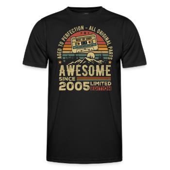Jahrgang 2005 Geburtstagsgeschenk | Jahrgang 2005 - Männer Funktions-T-Shirt - Schwarz - Vorne - AI Model Male 178 dark (178cm)