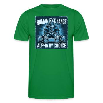 Mensch Wolf Humor durch Zufall Alpha durch Wahl gleiche Wahl - Männer Funktions-T-Shirt - Kelly Green - Vorne - AI Model Male 178 dark (178cm)
