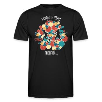 Floorball, Floorball, Field Hockey, Indoor Hockey - Men's Functional T-Shirt - black - Front - AI Model Male 178 dark (178cm)