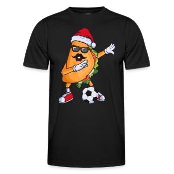 Footballeur mexicain tacos avec chapeau de Noël - T-shirt sport Homme - noir - Devant - AI Model Male 178 dark (178cm)