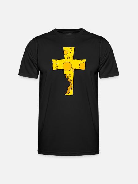 Cross symbol cheese - Men's Functional T-Shirt - black