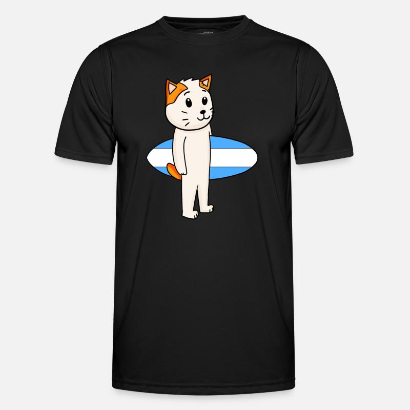 Surfboard Katze Japanese Bobtail Surfen Geschenk Männer Funktions-T-Shirt