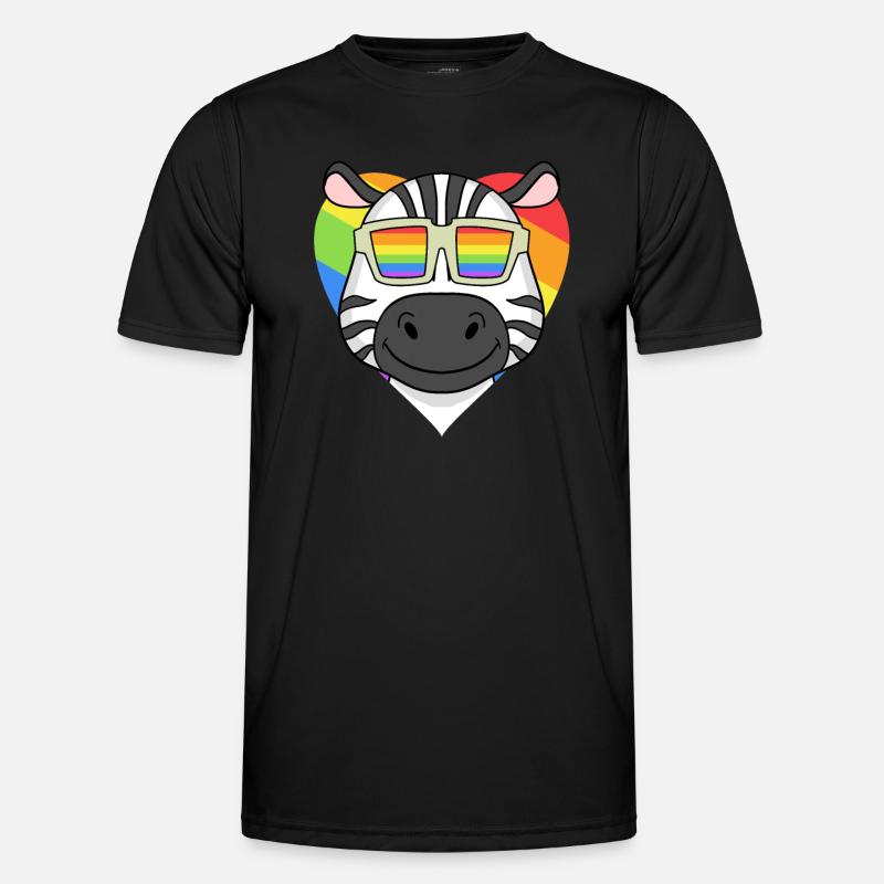 Rainbow - Zebra with glasses - Men's Functional T-Shirt - black