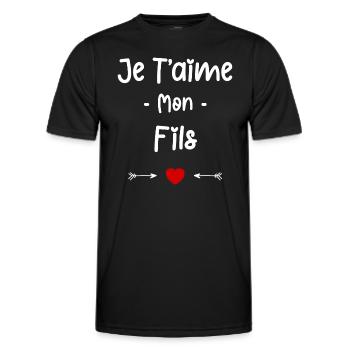Je t'aime mon Fils - T-shirt sport Homme - noir - Devant - AI Model Male 178 dark (178cm)