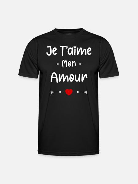 je t'aime mon Amour - T-shirt sport Homme - noir