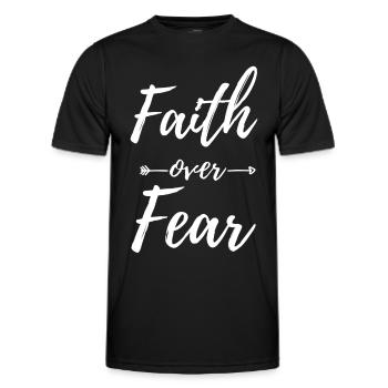 La foi plutôt que la peur - T-shirt sport Homme - noir - Devant - AI Model Male 178 dark (178cm)