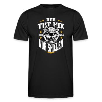 Hundehalter Hunde Der Tut Nix Der Will Nur Spielen - Männer Funktions-T-Shirt - Schwarz - Vorne - AI Model Male 178 dark (178cm)