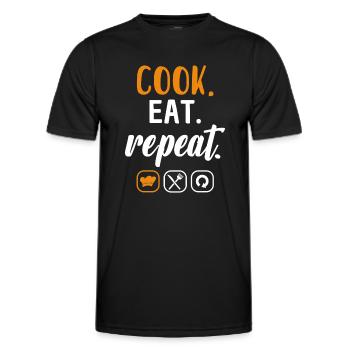 Cook Hobby Chef Cook Cook Eat Repeat Gift Idea - Men's Functional T-Shirt - black - Front - AI Model Male 178 dark (178cm)