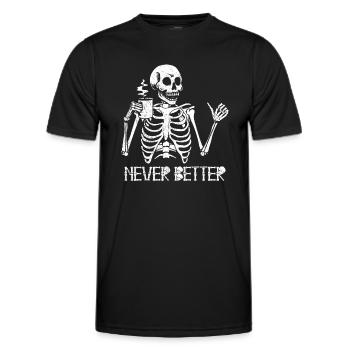 Halloween Skeleton Coffee Burnout Never Better - Men's Functional T-Shirt - black - Front - AI Model Male 178 dark (178cm)