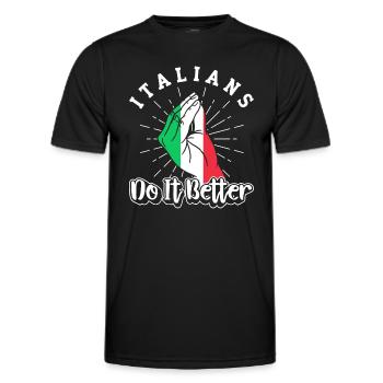 Italien Italien Italien Drôle de dicton - T-shirt sport Homme - noir - Devant - AI Model Male 178 dark (178cm)