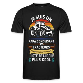 Father's Day T-shirt - Dad Tractor Driver - Men's Functional T-Shirt - black - Front - AI Model Male 178 dark (178cm)