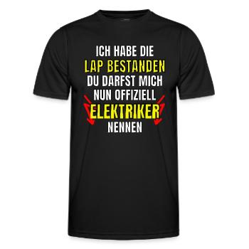 Elektriker Lehrabschlussprüfung LAP bestanden - Männer Funktions-T-Shirt - Schwarz - Vorne - AI Model Male 178 dark (178cm)