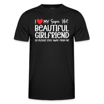 I Love My Girlfriend Couples Boyfriend Gift Idea - Men's Functional T-Shirt - black - Front - AI Model Male 178 dark (178cm)