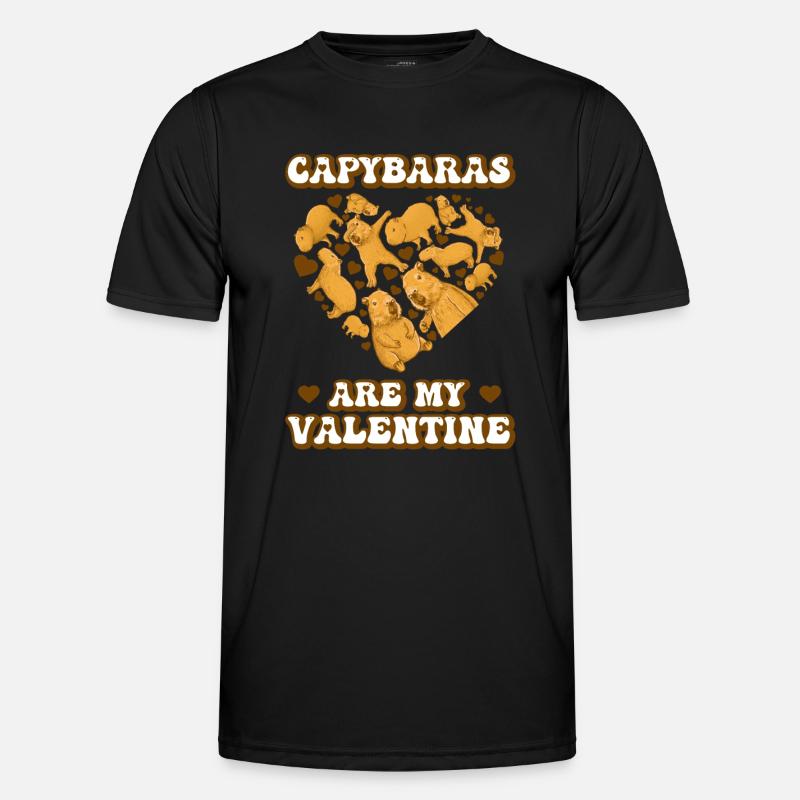 Capybara Valentine's Day - Men's Functional T-Shirt - black