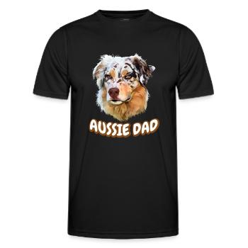 Aussie Dad Australian Shepherd Dog - Men's Functional T-Shirt - black - Front - AI Model Male 178 dark (178cm)