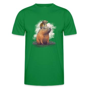 Capybara with monkeys - Men's Functional T-Shirt - kelly green - Front - AI Model Male 178 dark (178cm)