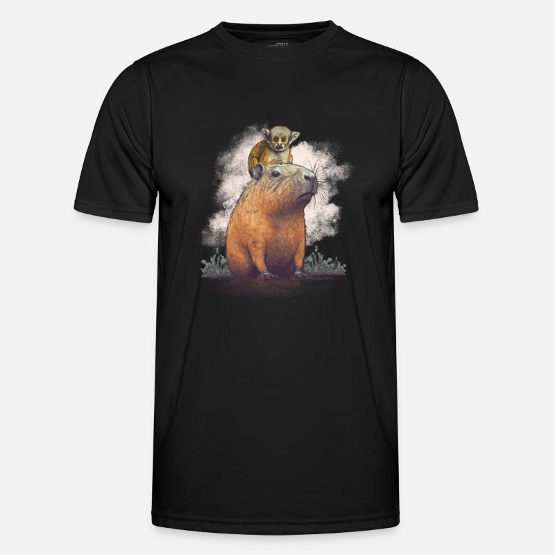 Capybara with monkeys - Men's Functional T-Shirt - black