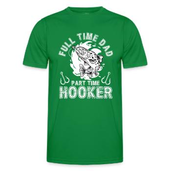 Full Time Dad Part Time Hook Angler Costume - Men's Functional T-Shirt - kelly green - Front - AI Model Male 178 dark (178cm)