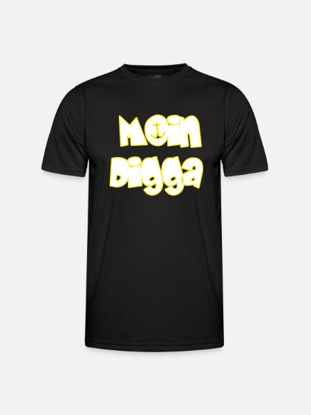Moin Digga - Männer Funktions-T-Shirt - Schwarz