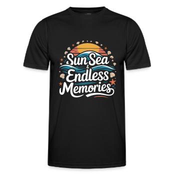 Beach Holidays | Sun Sea & Endless Memories - Men's Functional T-Shirt - black - Front - AI Model Male 178 dark (178cm)